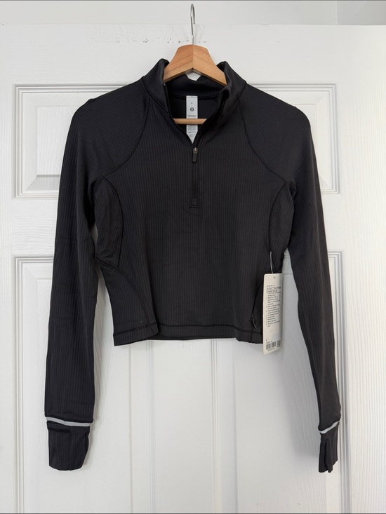 lululemon athletica Tops - lululemon run rule half zip ribbed shirt size 6 black